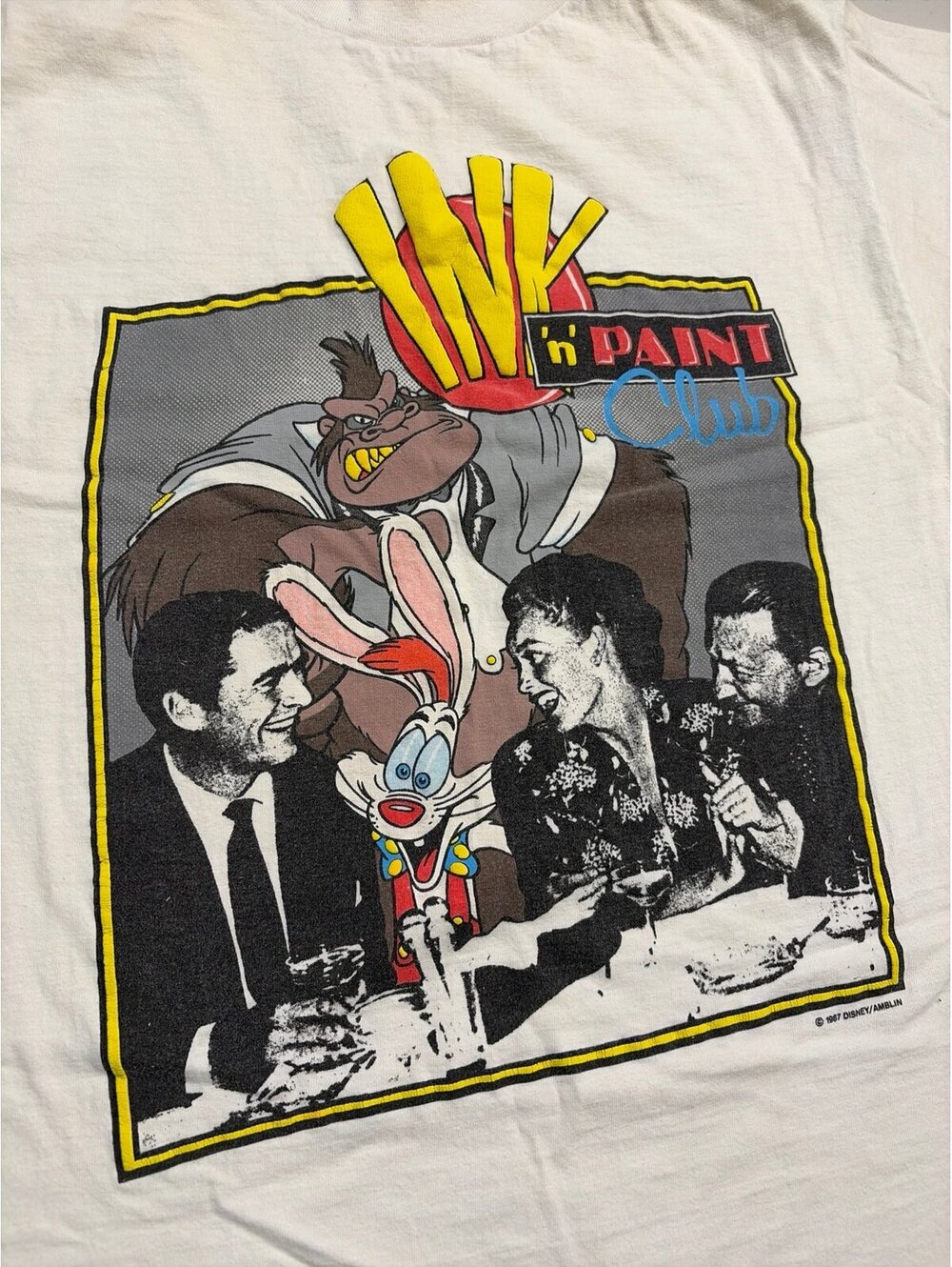 Vintage 1987 Who Framed Roger Rabbit Ink n Paint Club T-Shirt Size L Disney